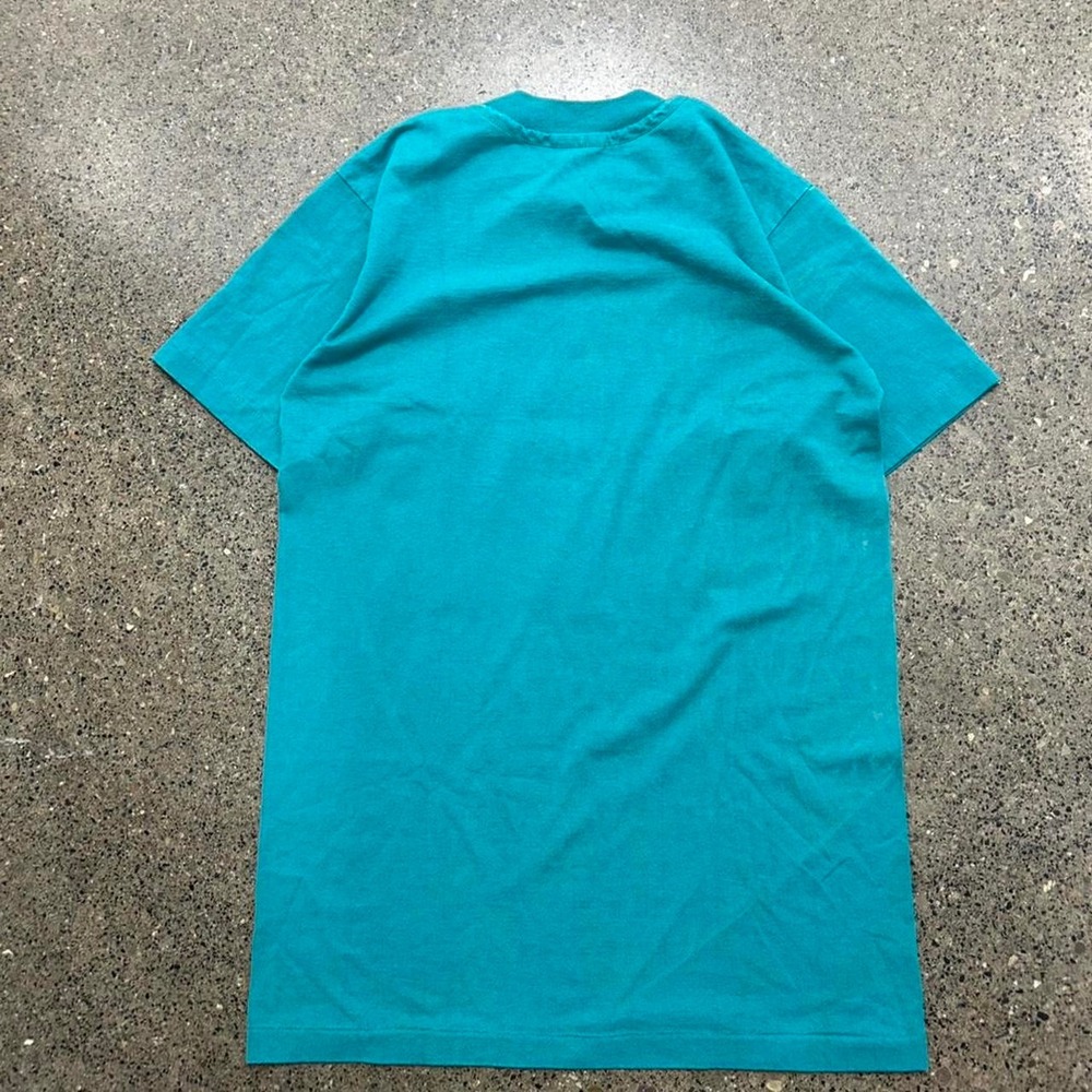 Vintage 80s Teal Single Stitch Annal Bird Nature T-Shirt (Size Medium) - Picture 5 of 5
